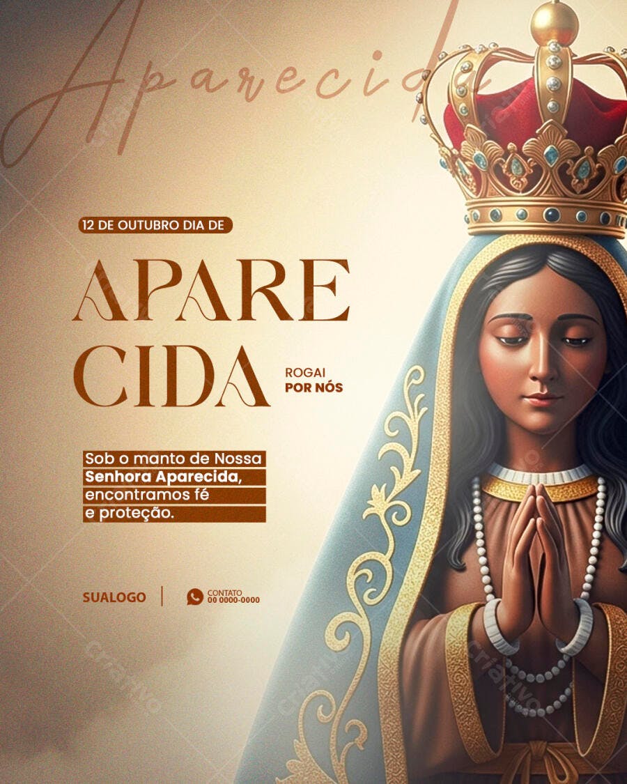 Flyer Dia de Nossa Senhora Aparecida Rogai Por Nós PSD Editável