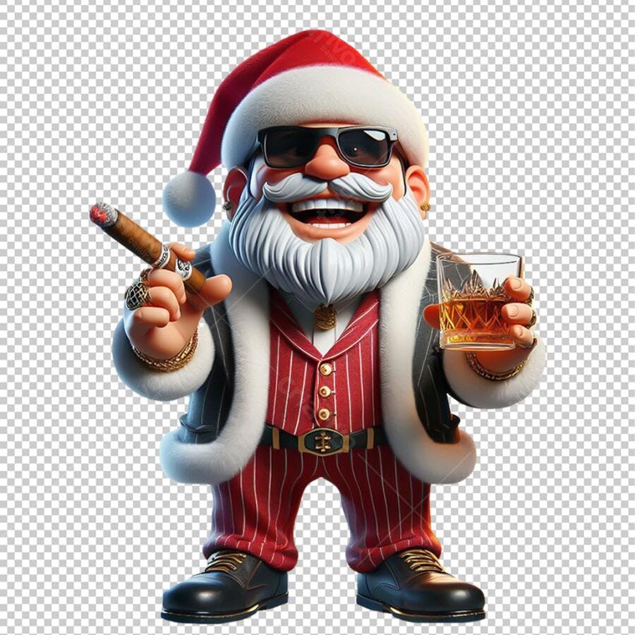 Personagem Papai Noel estilo Gangster Natal