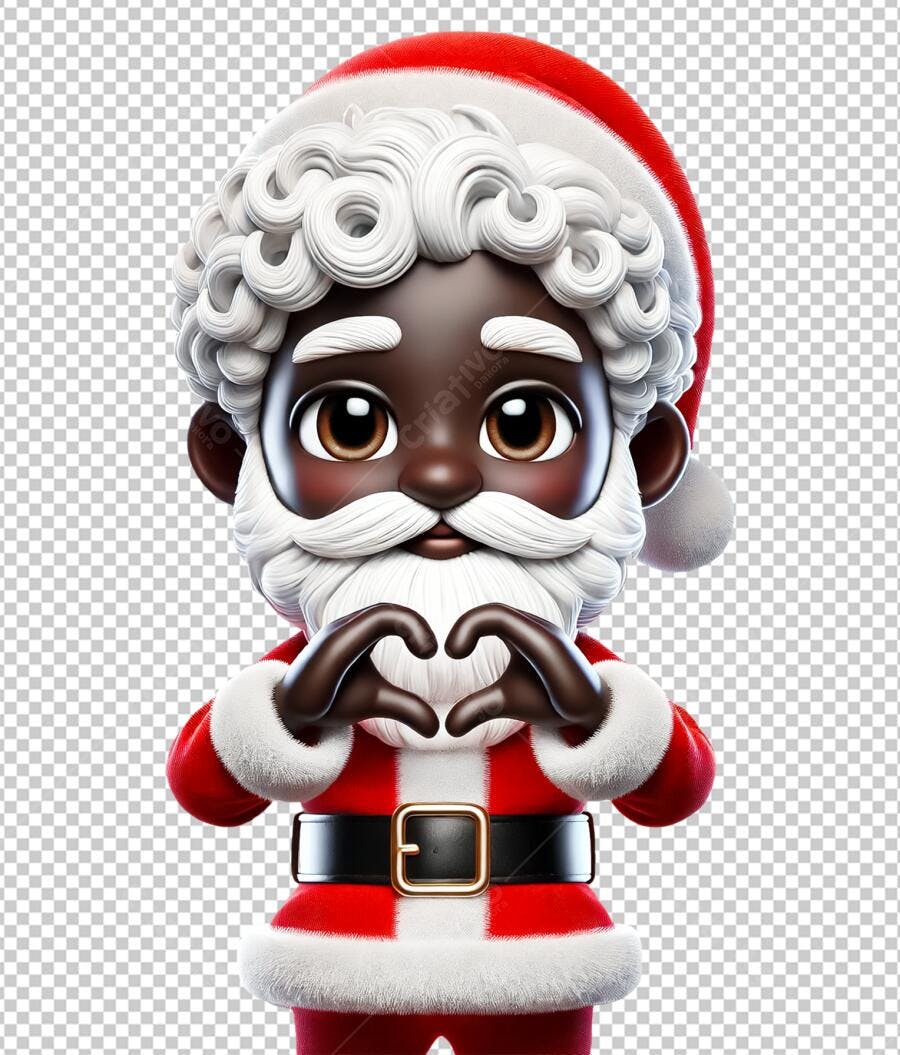 Papai Noel Afro 3D Natal PSD Editável