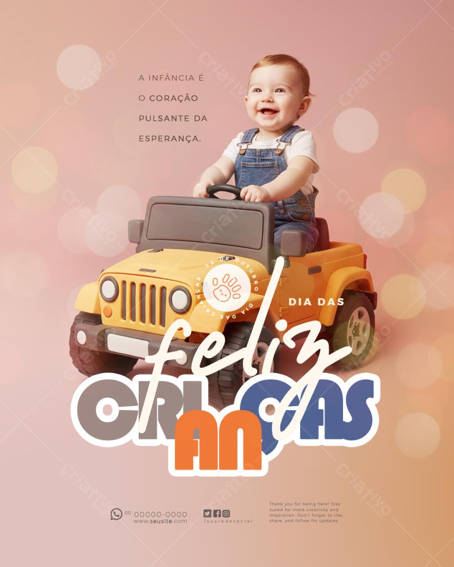 Flyer Dia das Crianças com Bebê Sorridente Psd Editável