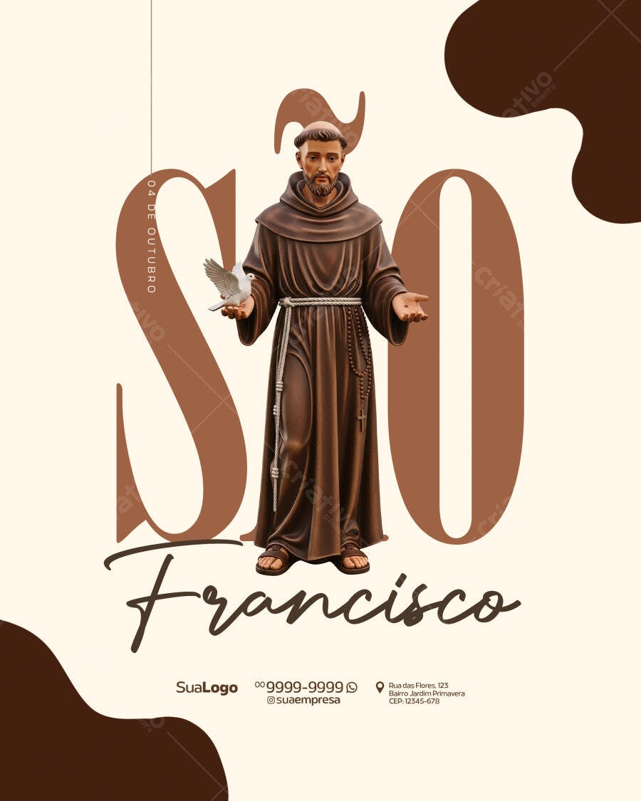 Flyer para Dia de São Francisco 04 de Outubro PSD Editável