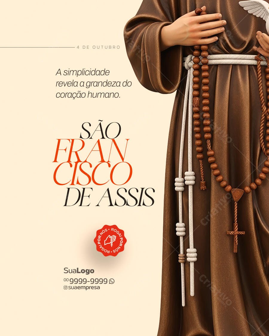 Flyer Dia de São Francisco de Assis 4 de Outubro PSD Editável
