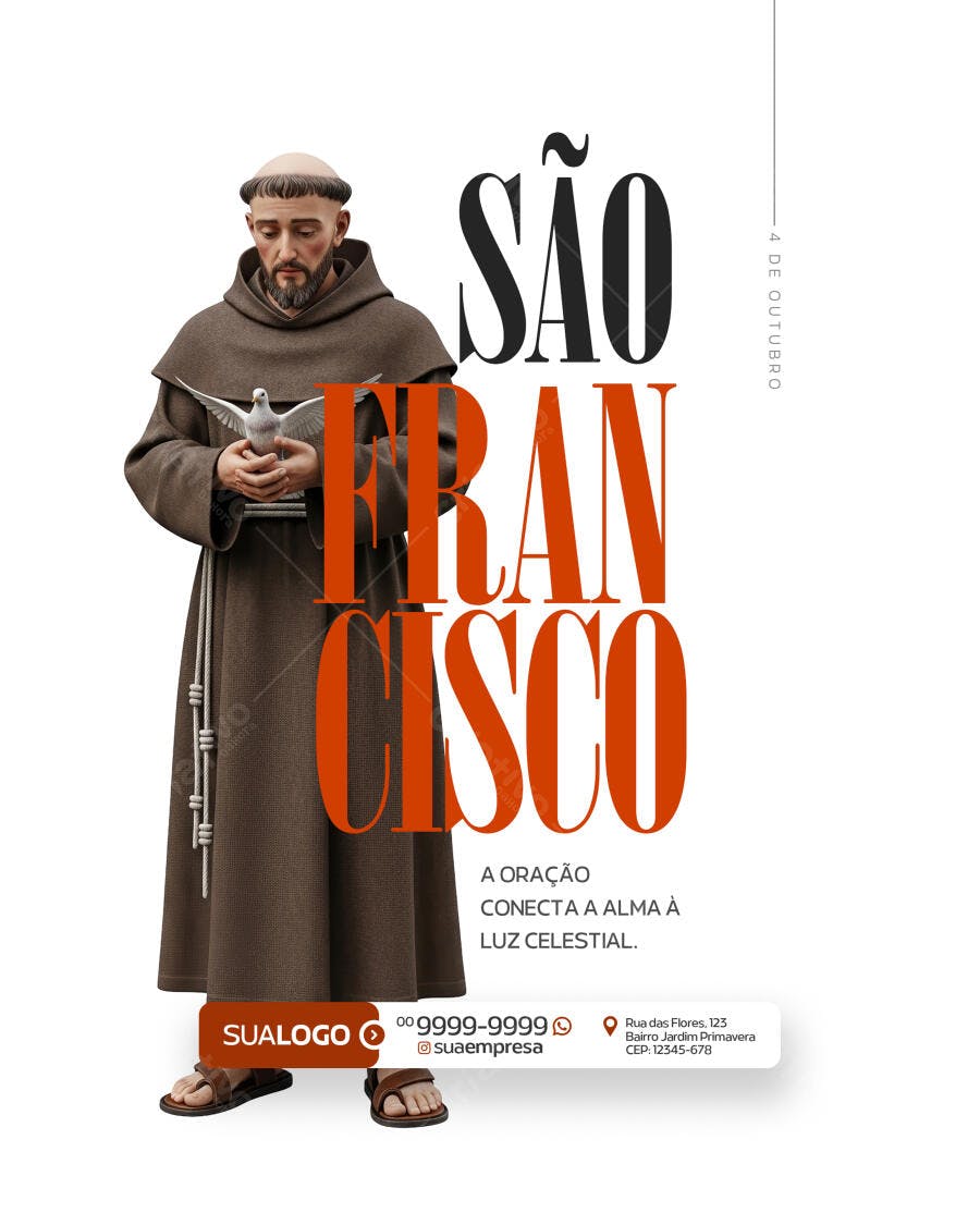 Flyer Dia de São Francisco 4 de Outubro PSD Editável