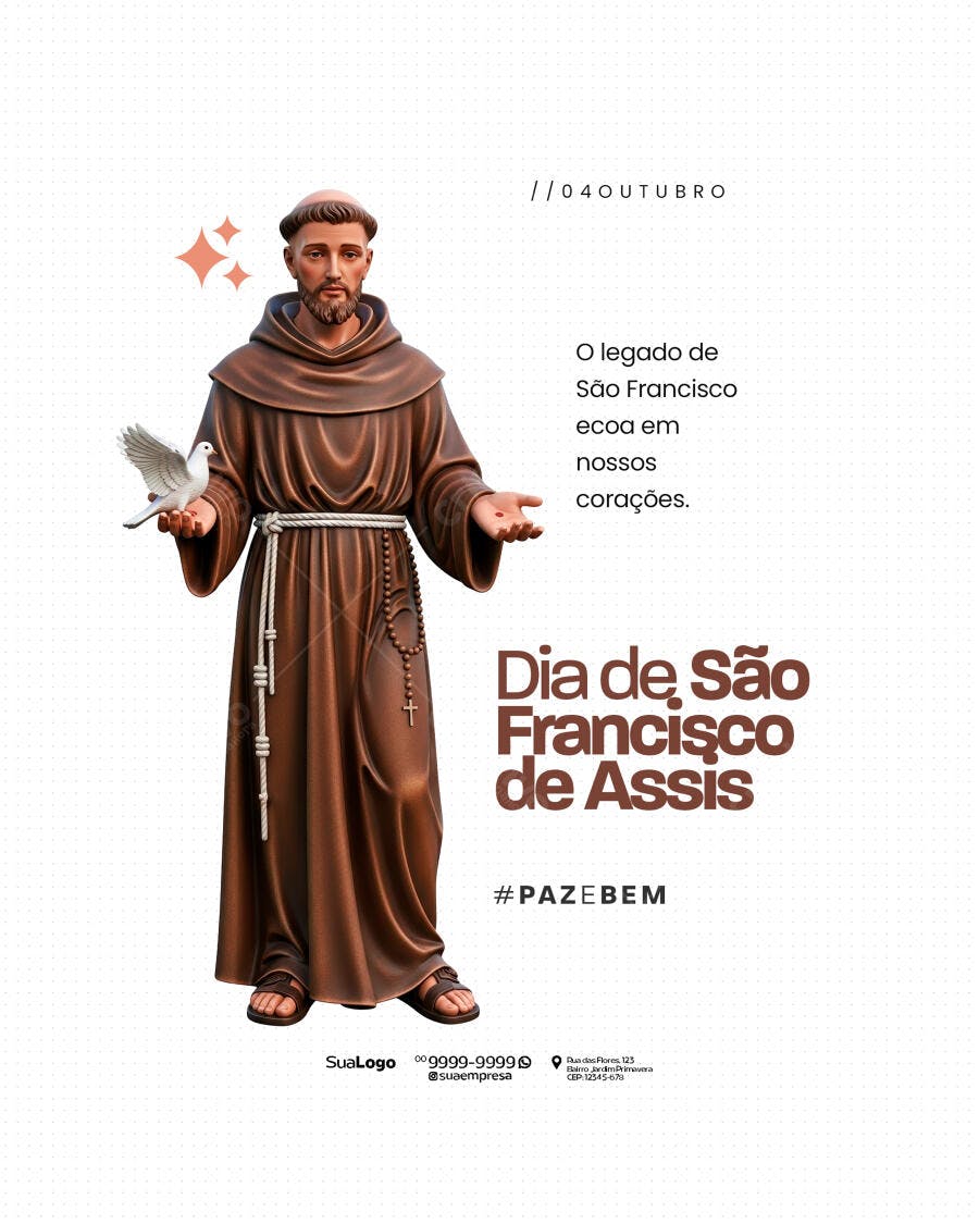 Flyer Dia de São Francisco de Assis PSD Editável