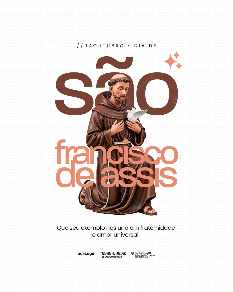Flyer para Dia de São Francisco de Assis PSD Editável