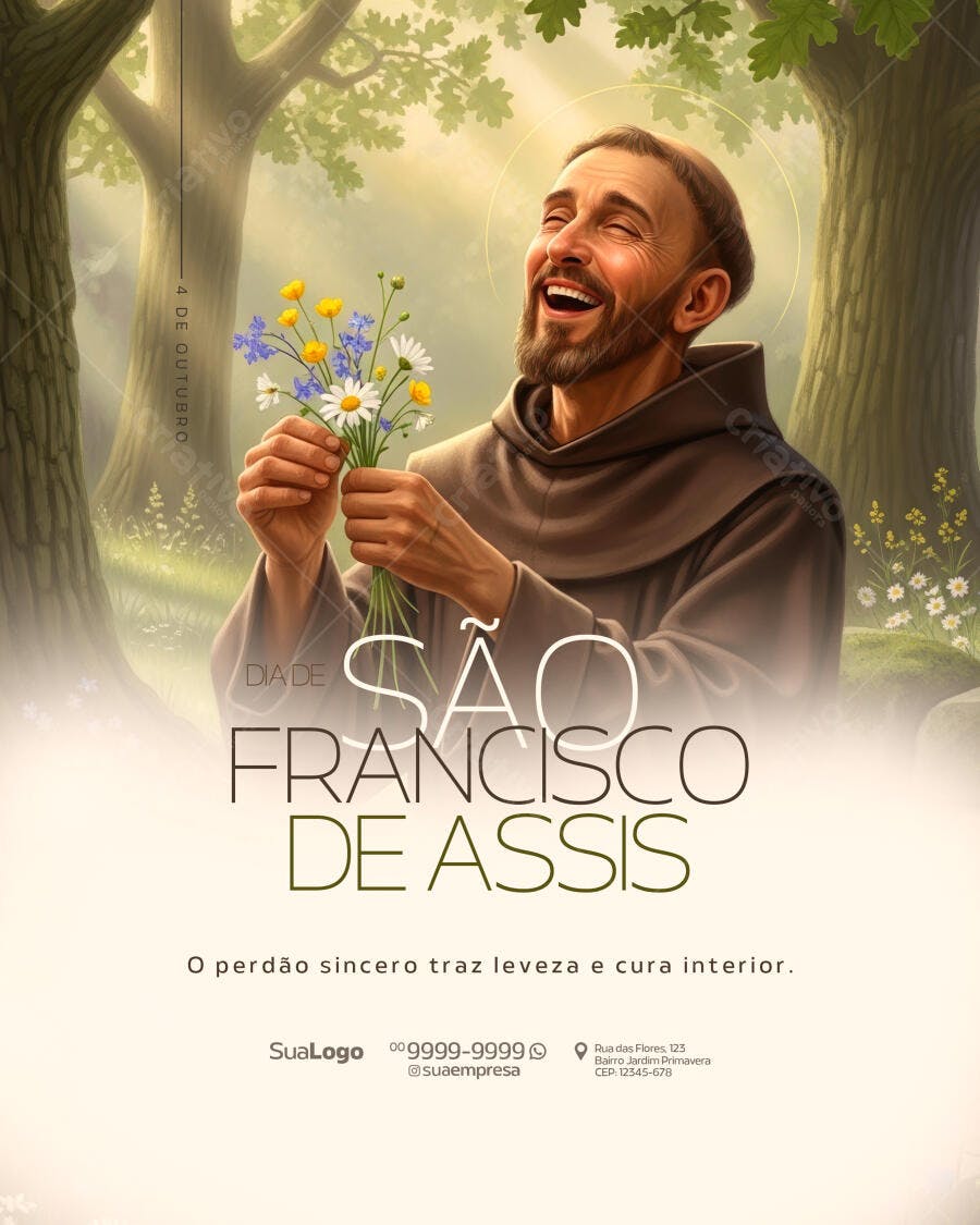 Flyer Dia de São Francisco de Assis Psd Editável