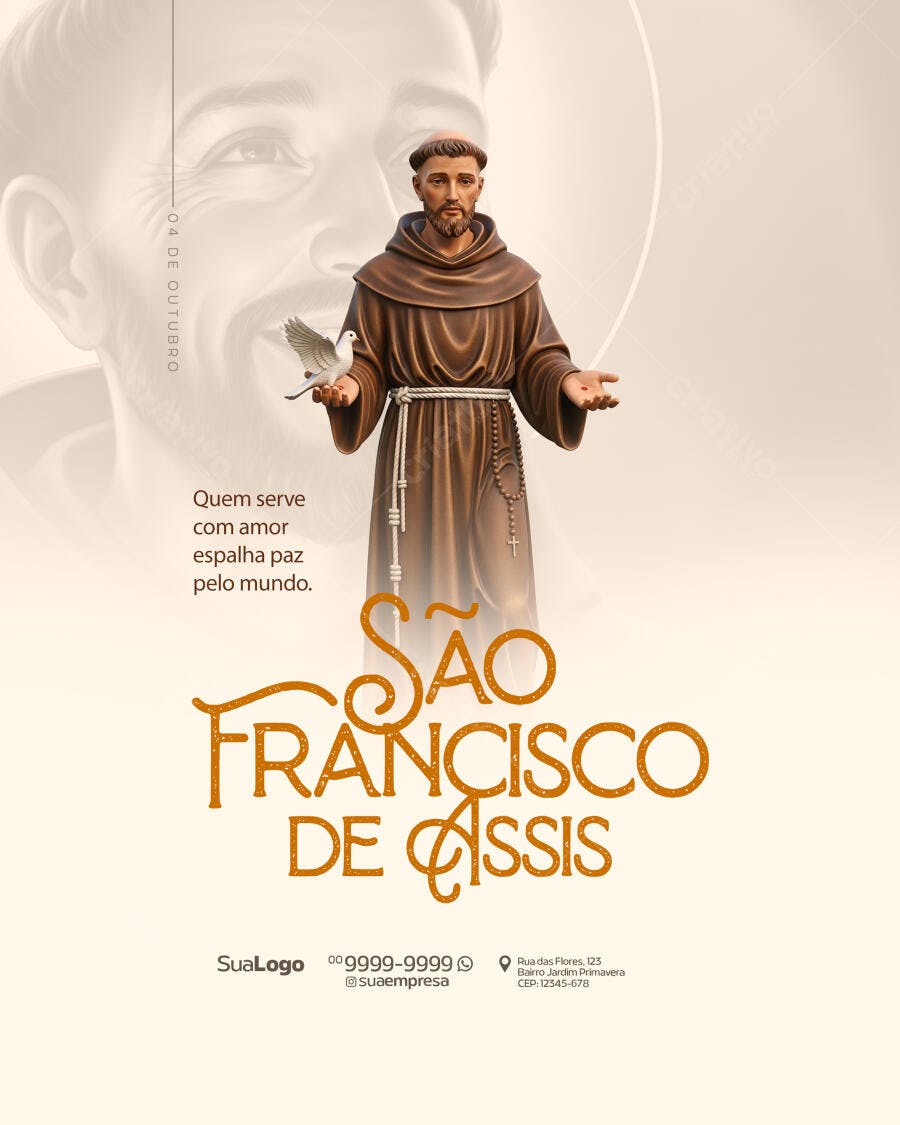 Flyer Comemorativo Dia de São Francisco de Assis PSD Editável
