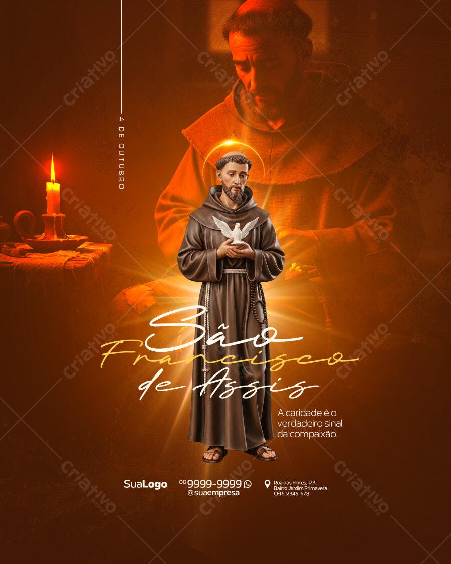 Flyer para Dia de São Francisco de Assis PSD Editável
