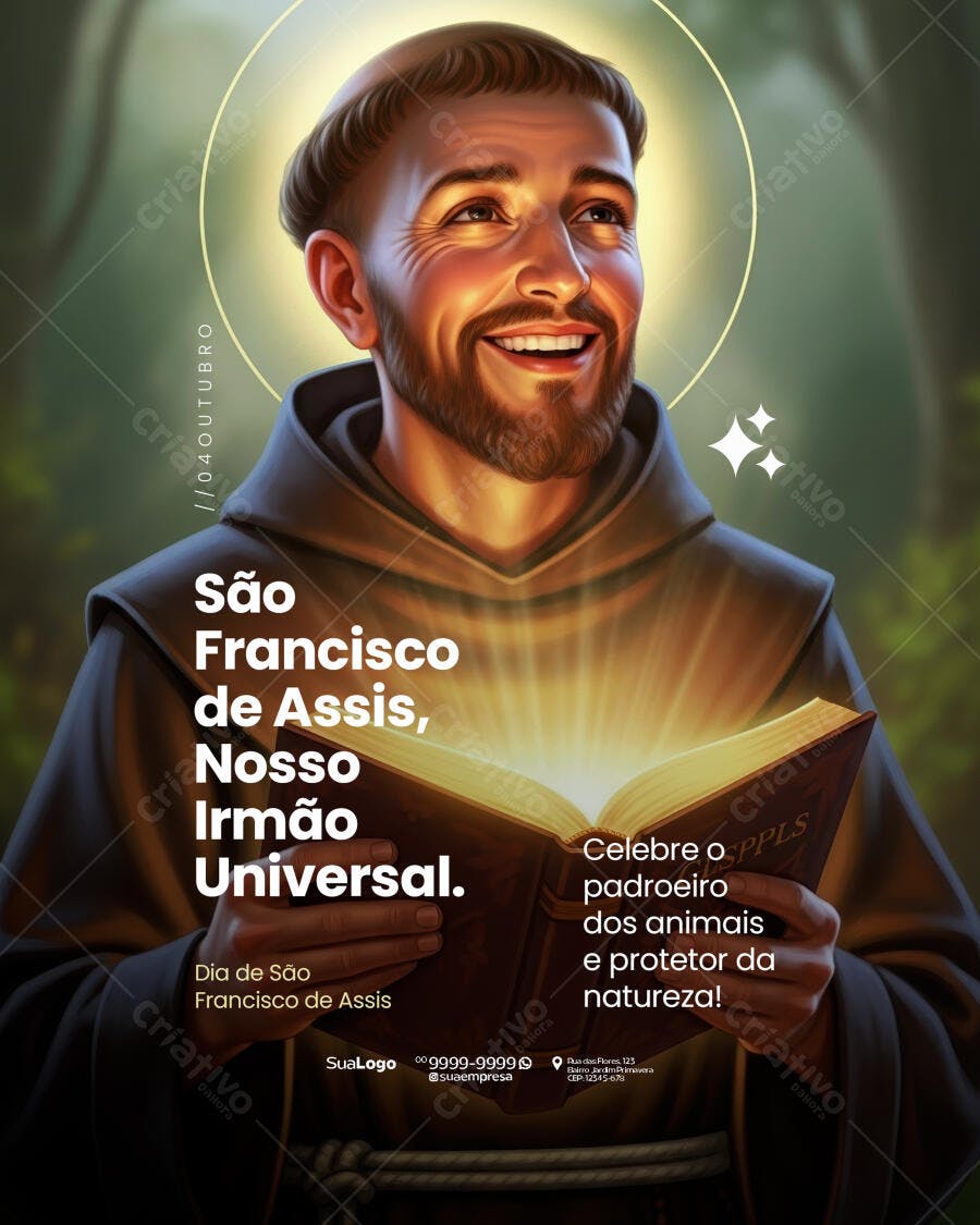Flyer Dia de São Francisco de Assis PSD Editável