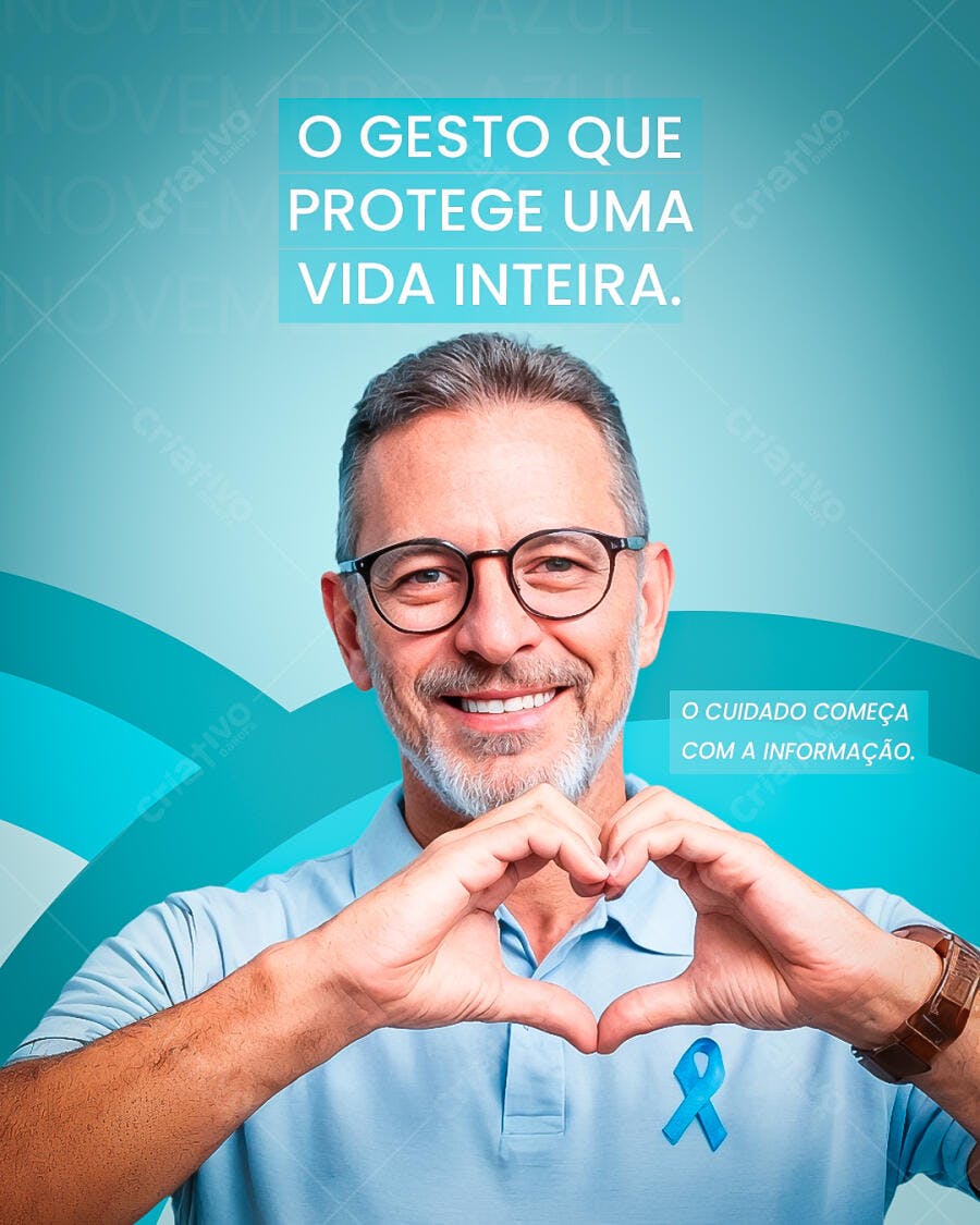 Flyer Novembro Azul Conscientização Saúde Homem PSD Editável
