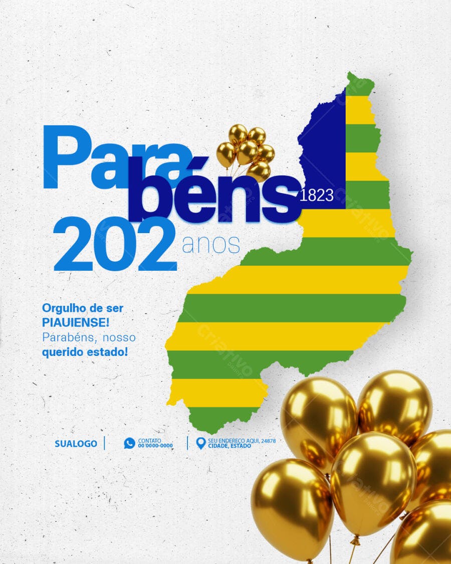 Flyer Aniversário Piauí Orgulho Piauiense 202 Anos PSD Editável