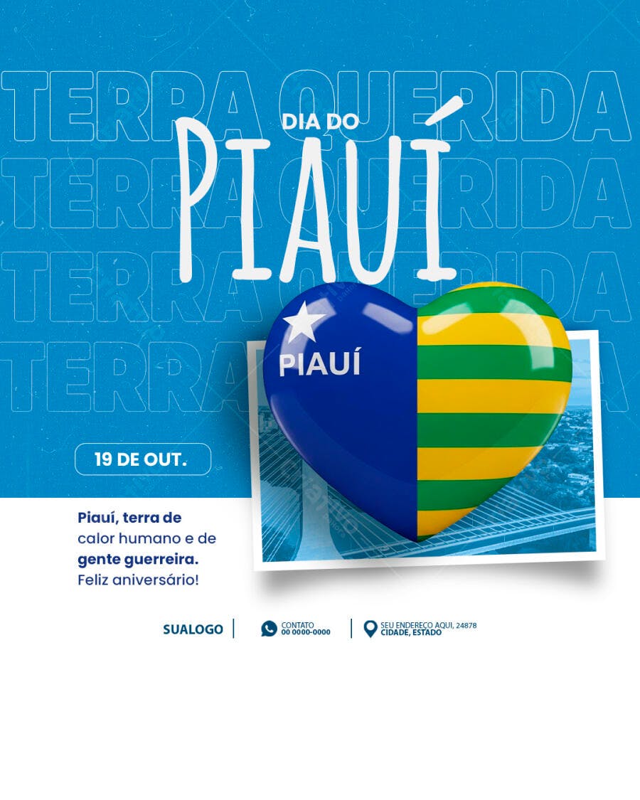 Flyer Dia do Piauí Terra Querida PSD Editável