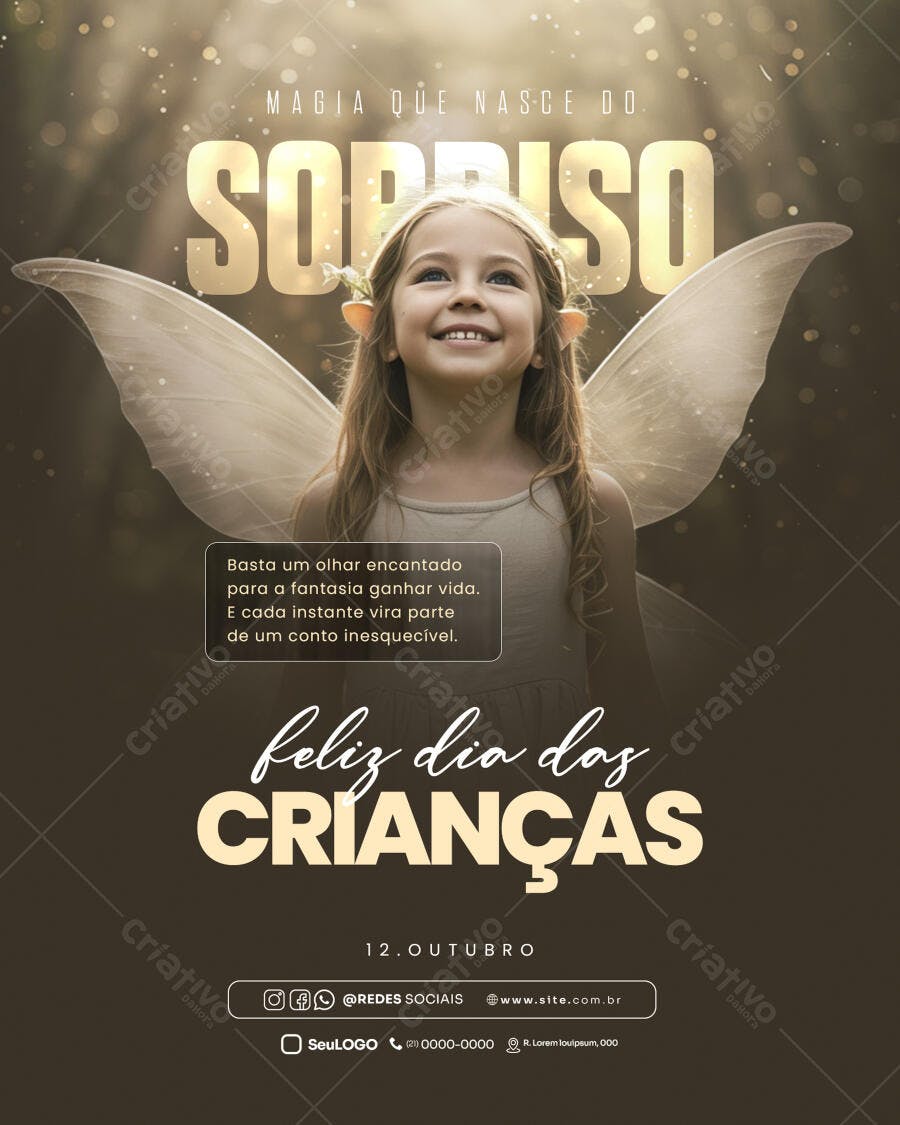 Flyer Dia das Crianças Sorriso de Fada PSD Editável