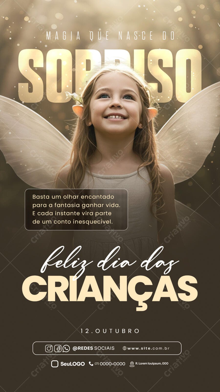 Flyer Vertical para Dia das Crianças Magia do Sorriso PSD Editável