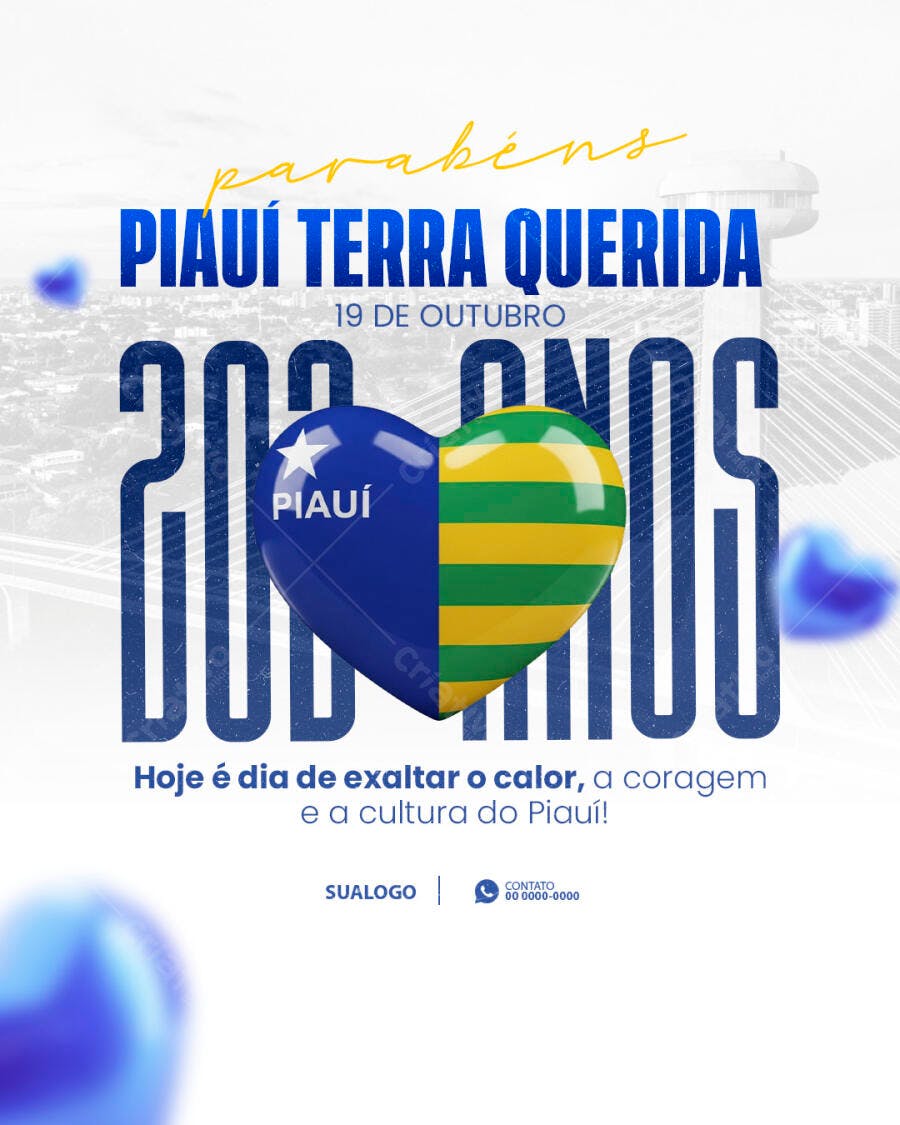 Flyer Celebração 200 Anos Piauí Terra Querida PSD Editável