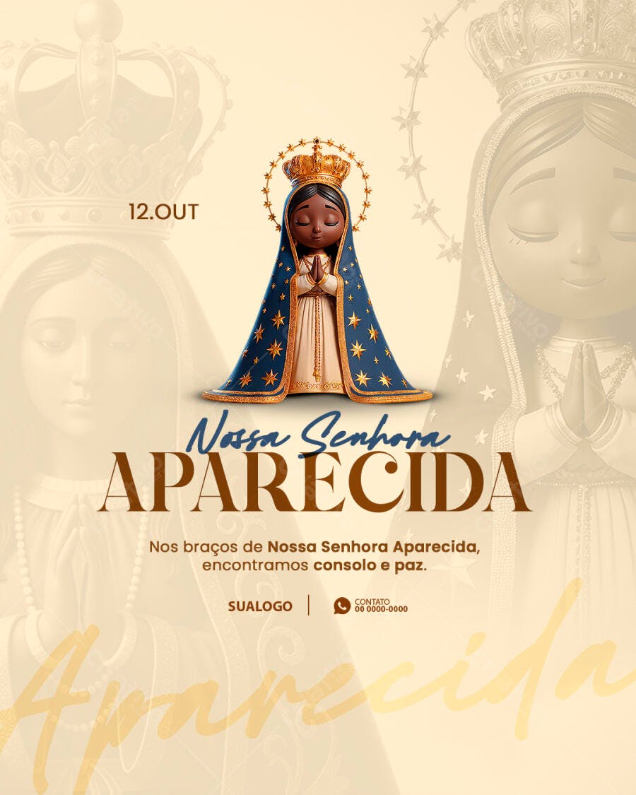 Flyer para Celebração Nossa Senhora Aparecida 12 Out Psd Editável
