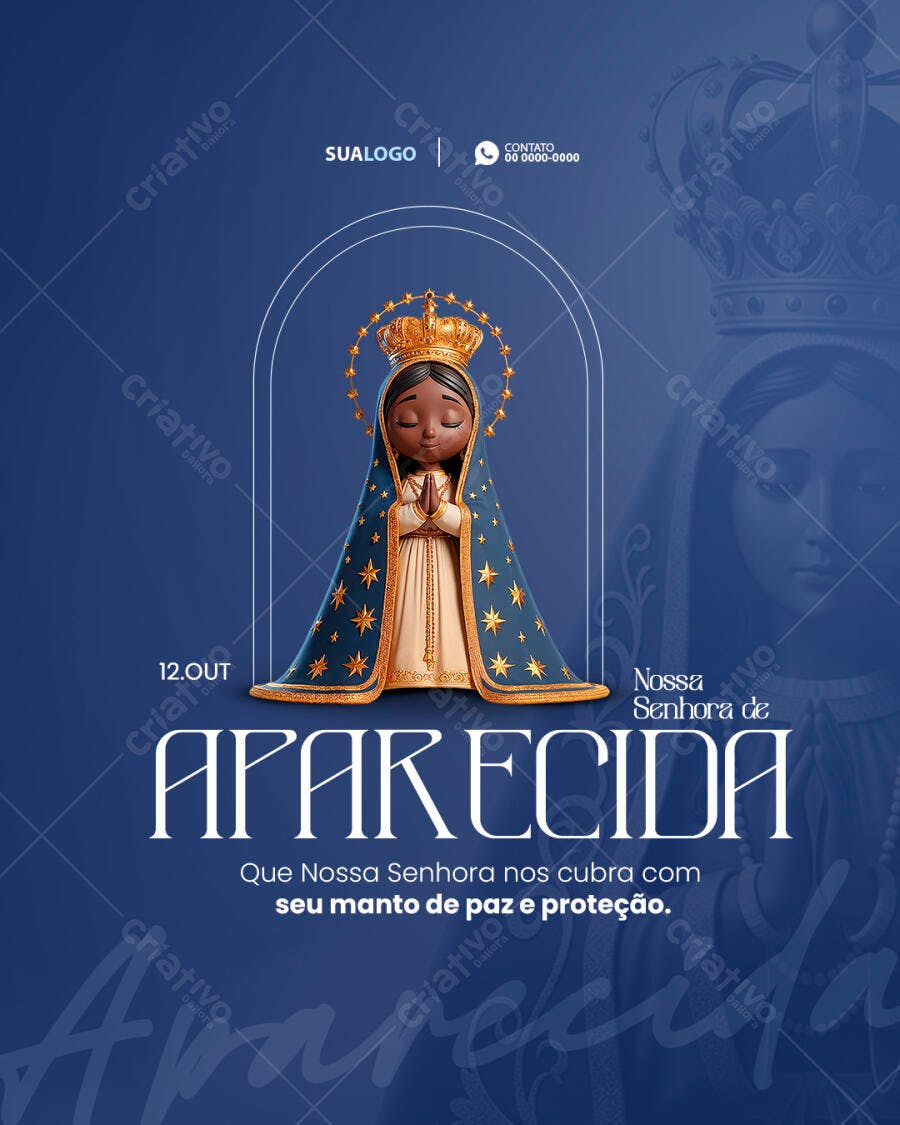 Flyer para Nossa Senhora Aparecida Pele Escura PSD Editável