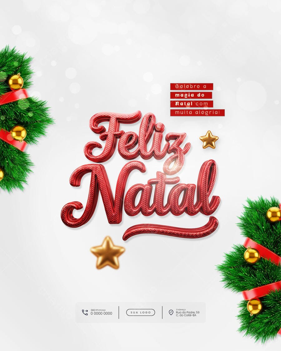 Flyer para Natal Celebre a Magia com Alegria PSD Editável
