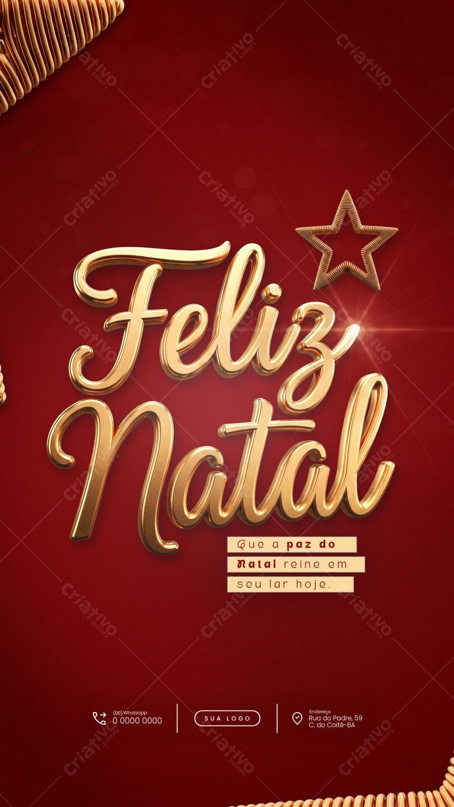 Flyer de Natal Dourado Feliz Natal PSD Editável