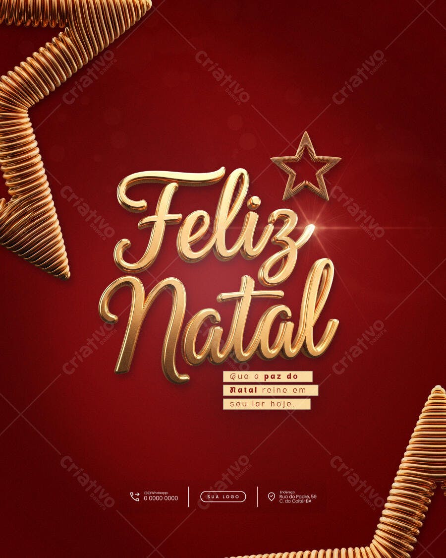 Flyer Feliz Natal Dourado Elegante PSD Editável
