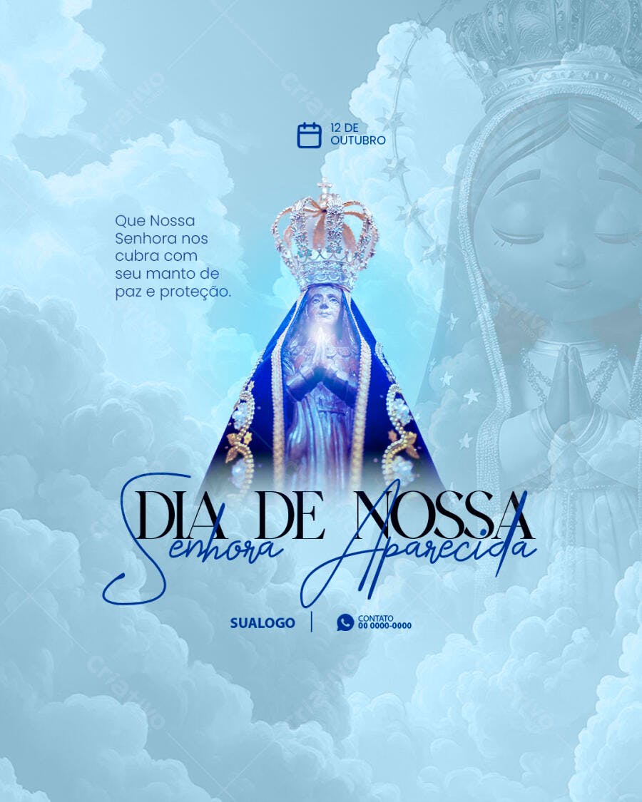 Flyer para Dia de Nossa Senhora Aparecida PSD Editável