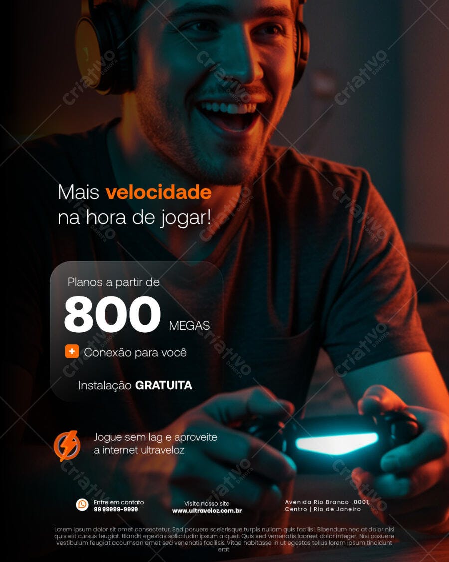 Flyer para Internet Gamer Ultraveloz PSD Editável