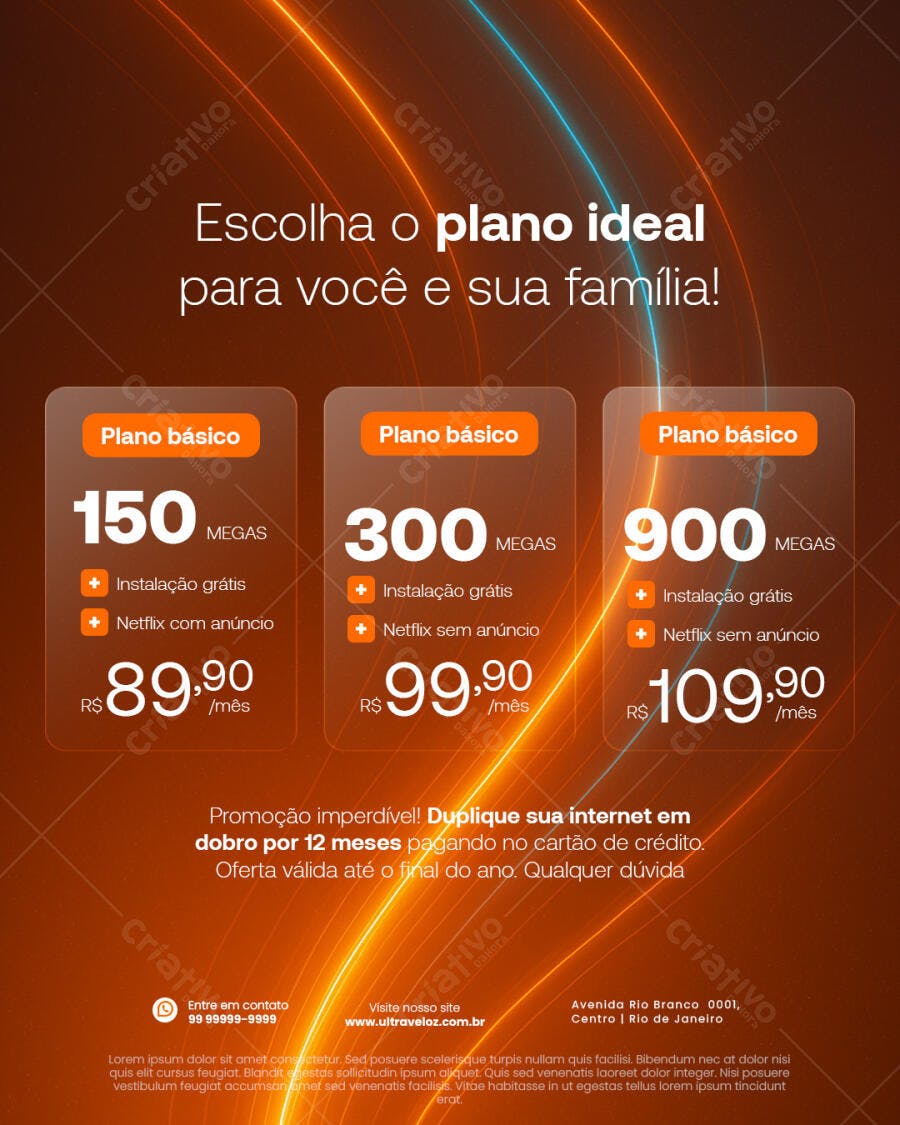 Flyer para Planos de Internet Banda Larga PSD Editável