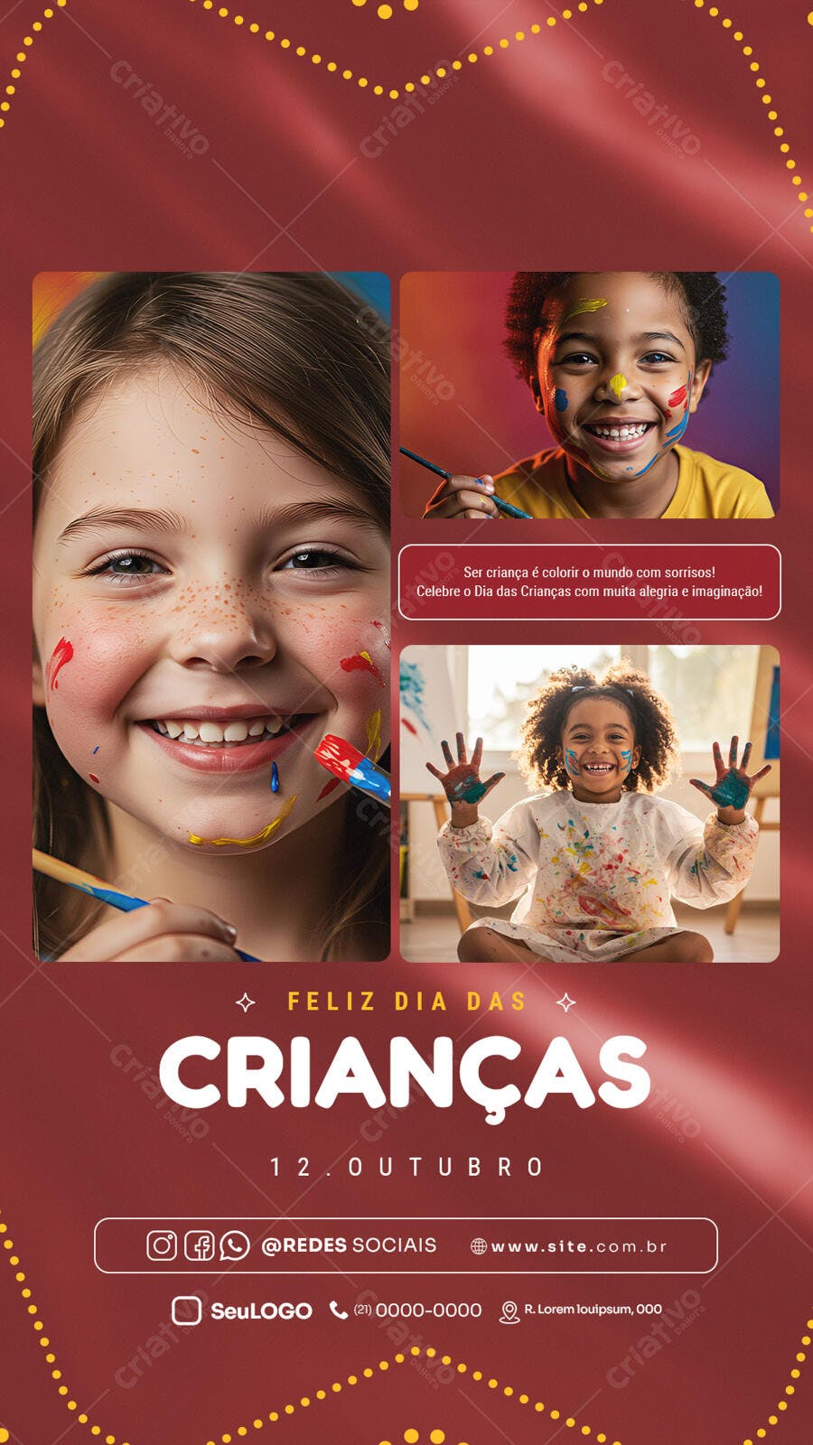 Story Instagram para Dia das Crianças Colorindo o Mundo Sorrisos PSD Editável