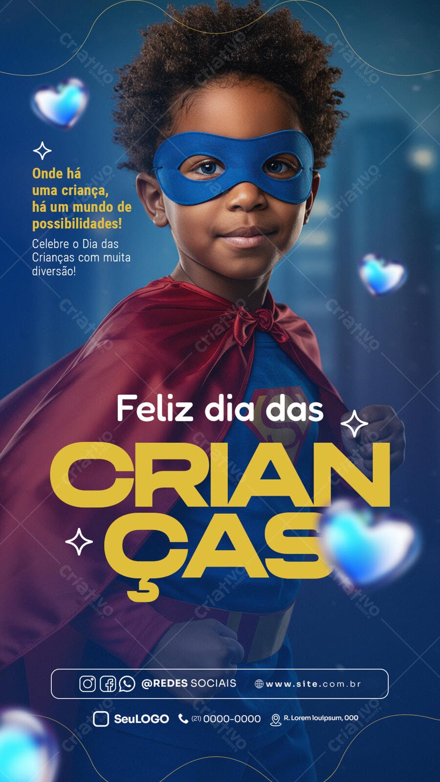 Flyer Dia das Crianças Super-Herói PSD Editável