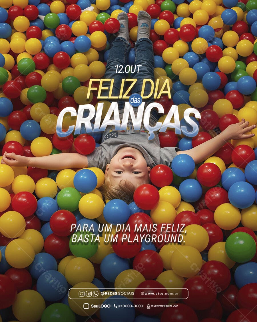 Post para Redes Sociais Dia das Crianças Playground PSD Editável