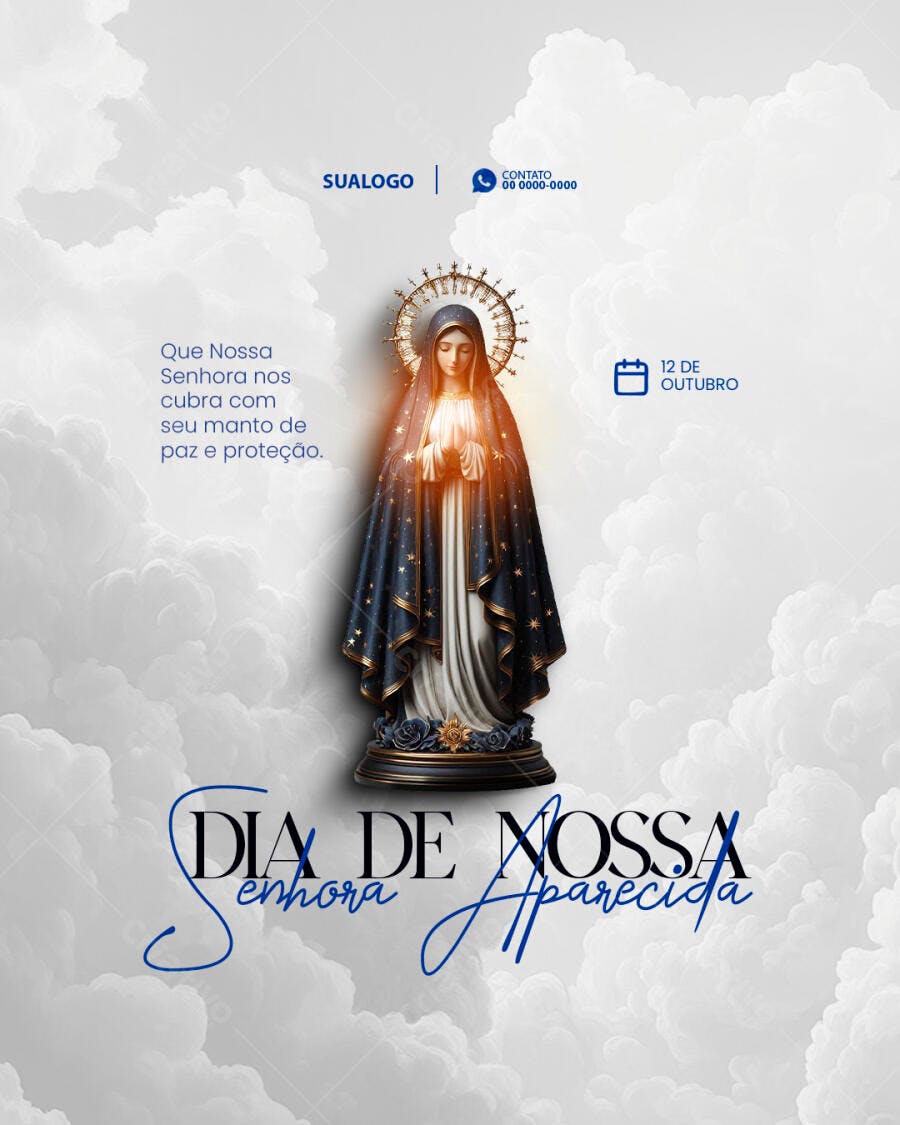 Flyer Religioso Dia de Nossa Senhora Aparecida PSD Editável