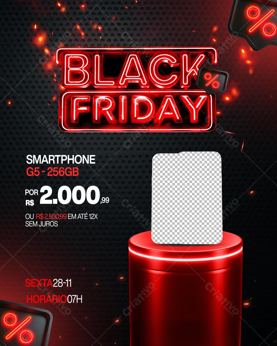 Flyer Black Friday Smartphone G5 256GB PSD Editável