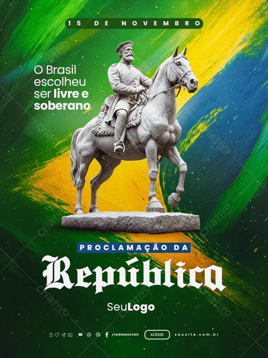 Post Social Proclamação da República 15 de Novembro Estatua Equestre PSD Editável