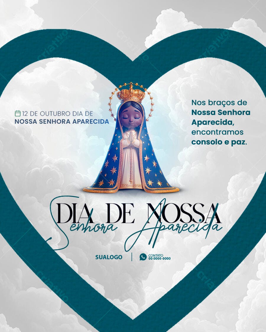 Flyer Devocional para Dia de Nossa Senhora Aparecida PSD Editável
