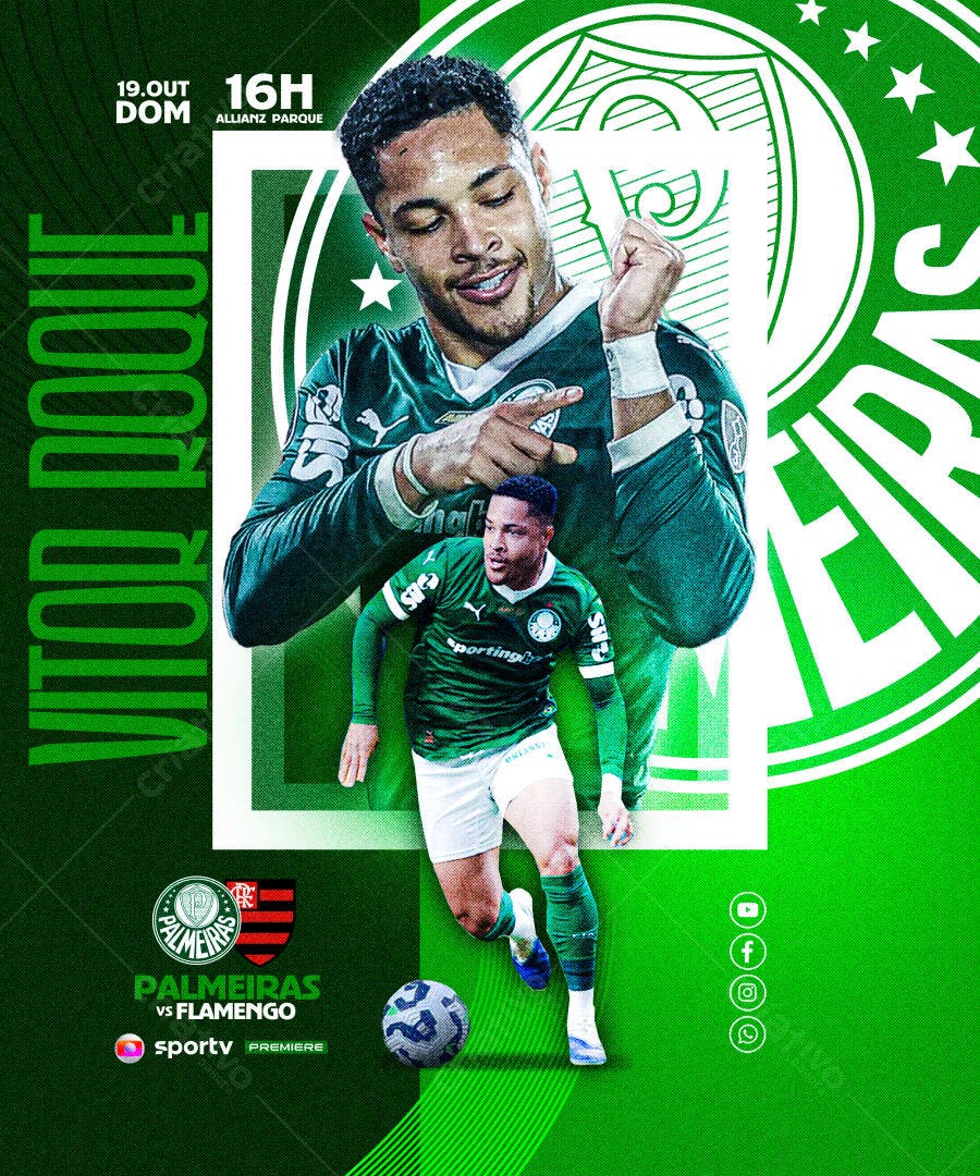 Flyer Jogo de Futebol Palmeiras Flamengo PSD Editável