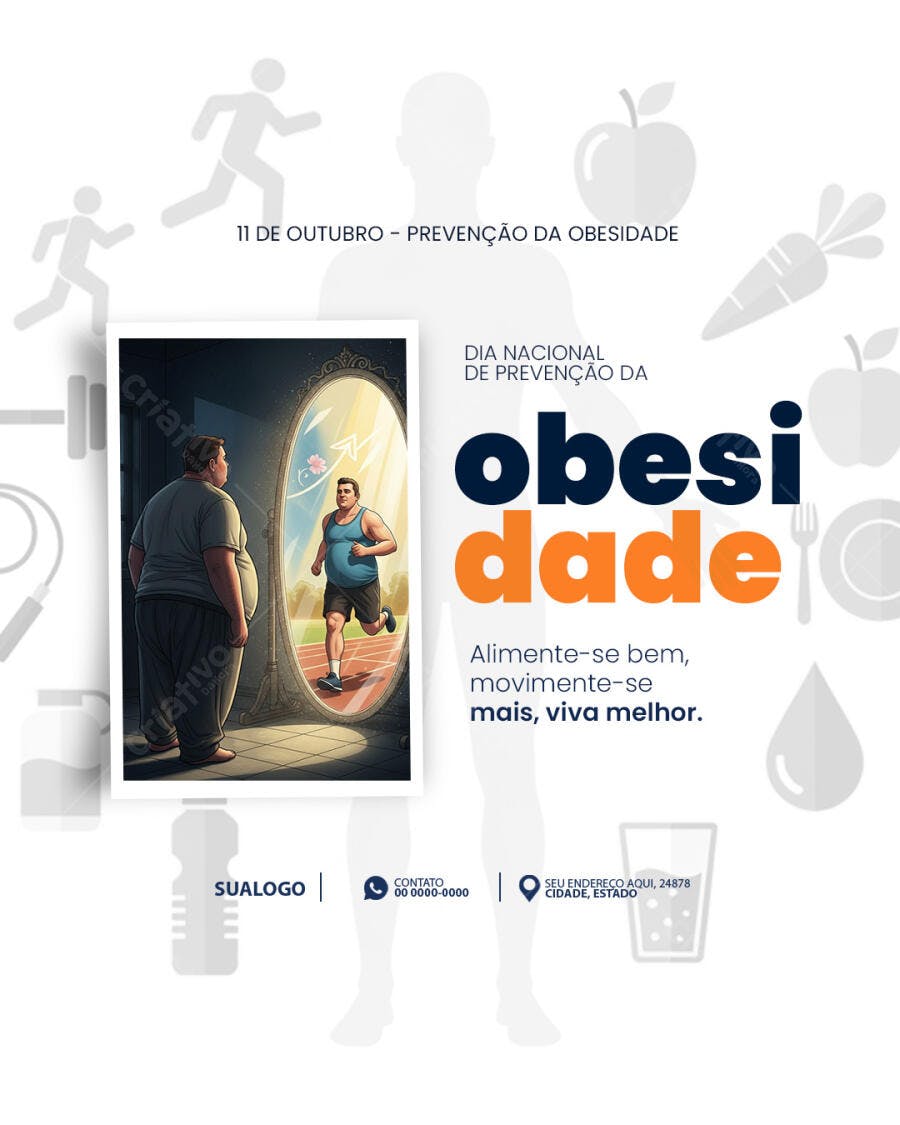 Flyer Dia Nacional Prevenção da Obesidade Psd Editável