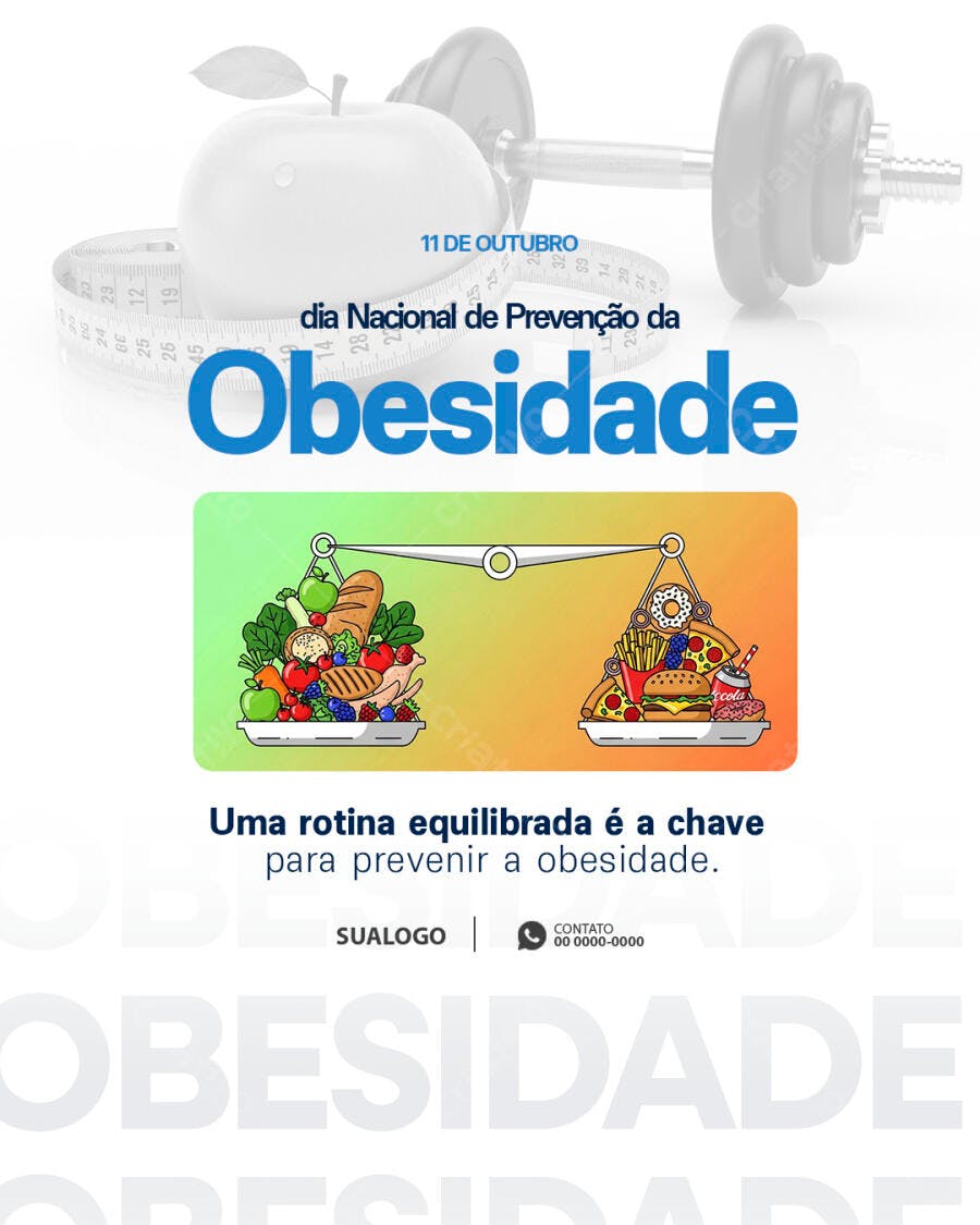 Flyer Dia Nacional de Prevenção da Obesidade Psd Editável