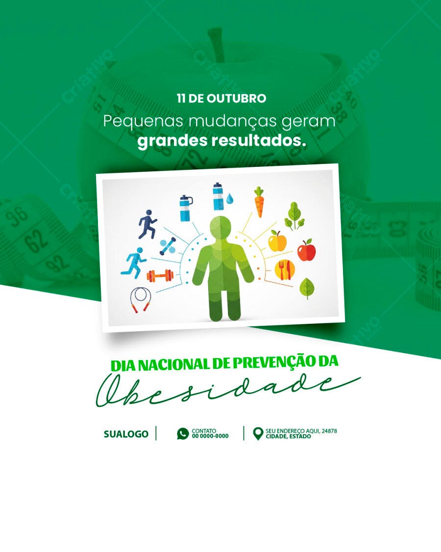 Flyer para Dia Nacional da Prevenção da Obesidade PSD Editável
