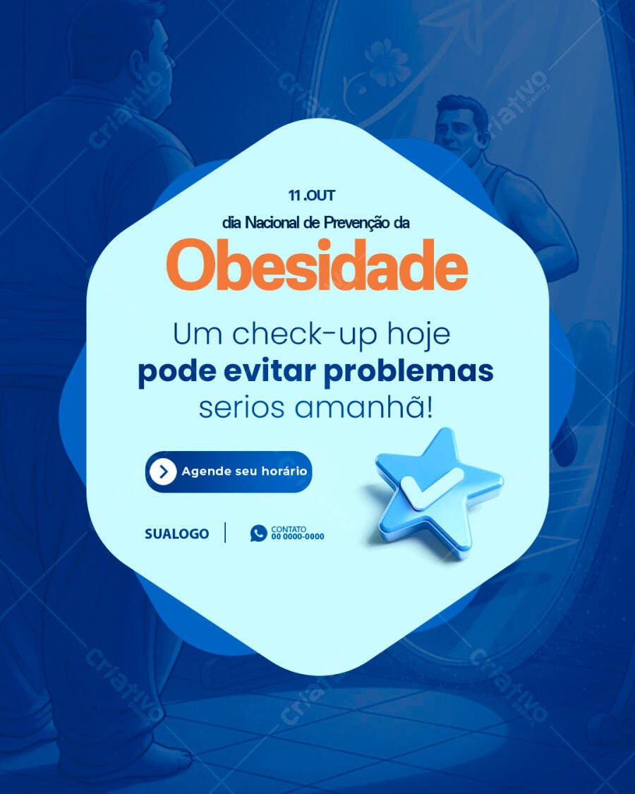 Flyer Homem Check-up Dia Prevenção Obesidade PSD Editável