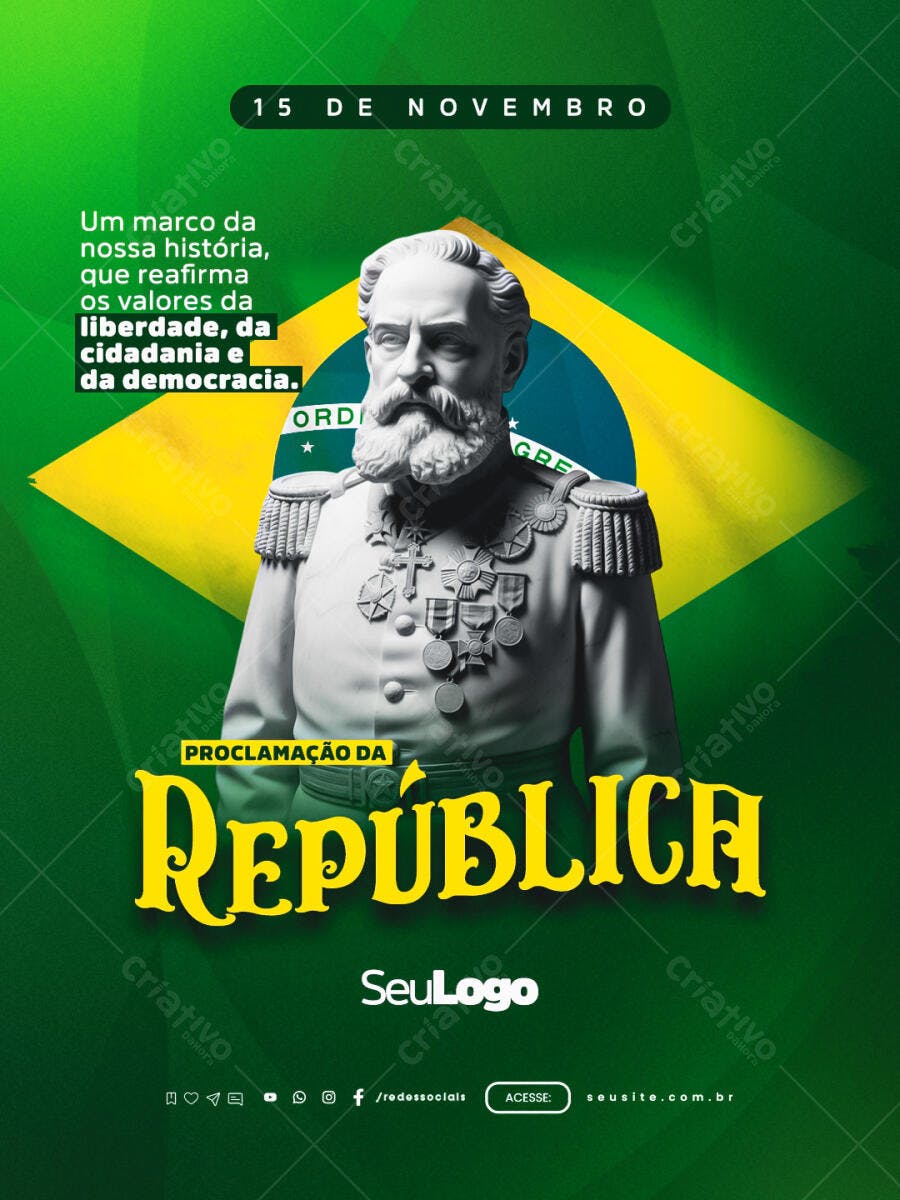 Flyer 15 de Novembro Proclamação da República PSD Editável