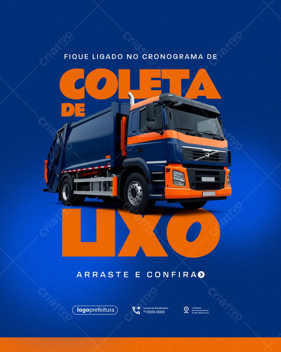 Flyer para Coleta de Lixo e Cronograma da Prefeitura PSD Editável