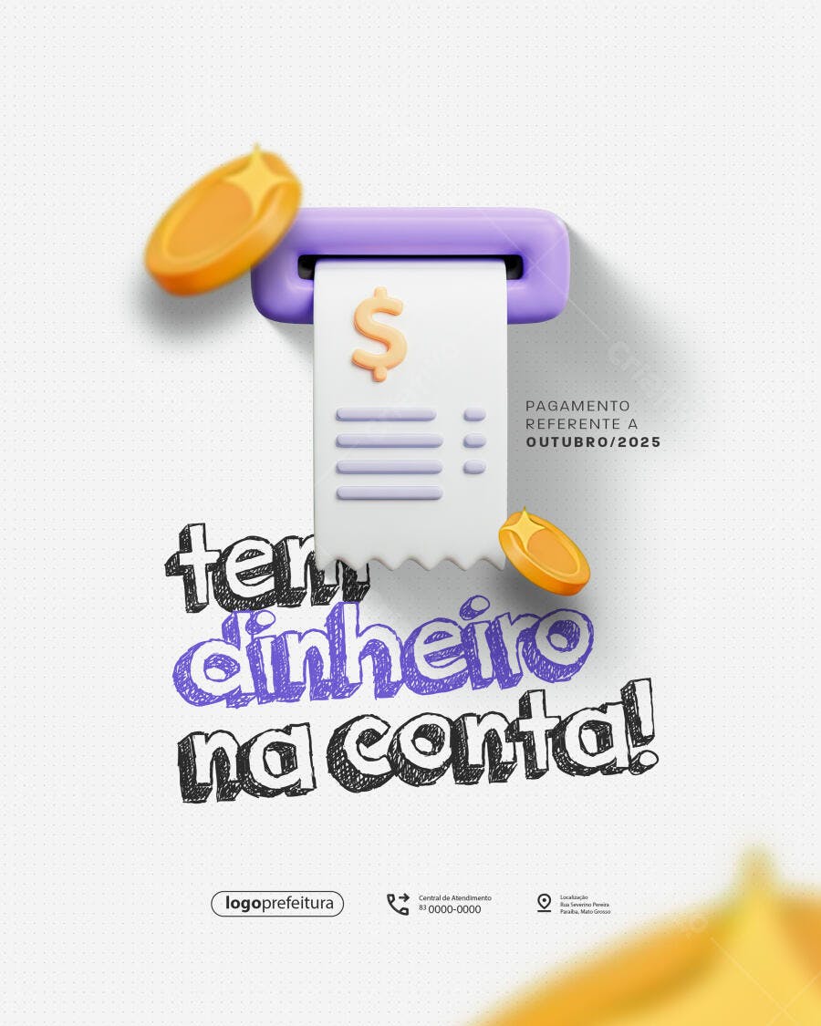 Flyer Pagamento Salário Prefeitura Outubro 2025 PSD Editável