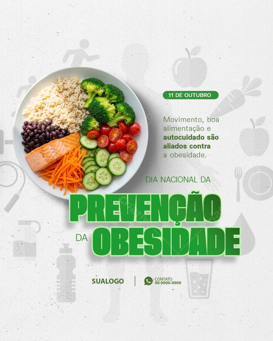 Post para Redes Sociais Dia Nacional Prevenção Obesidade Psd Editável