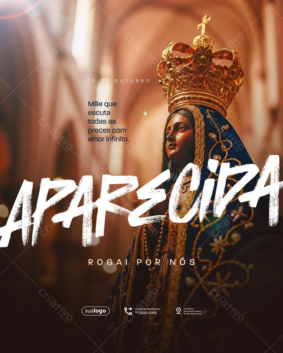 Flyer Dia de Nossa Senhora Aparecida 12 de Outubro Psd Editável