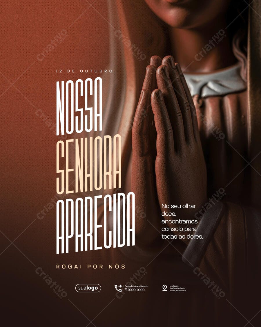 Flyer Devocional Nossa Senhora Aparecida 12 de Outubro PSD Editável