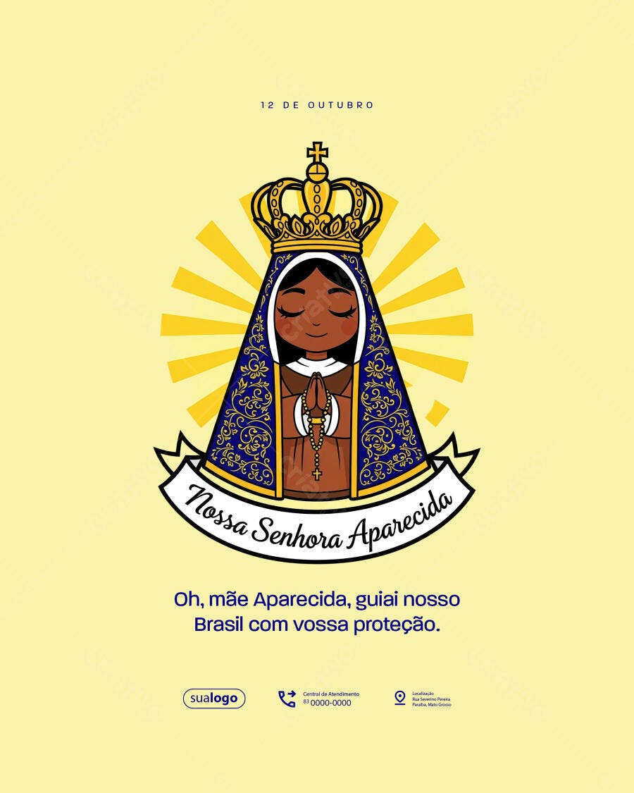 Flyer 12 de Outubro Nossa Senhora Aparecida PSD Editável