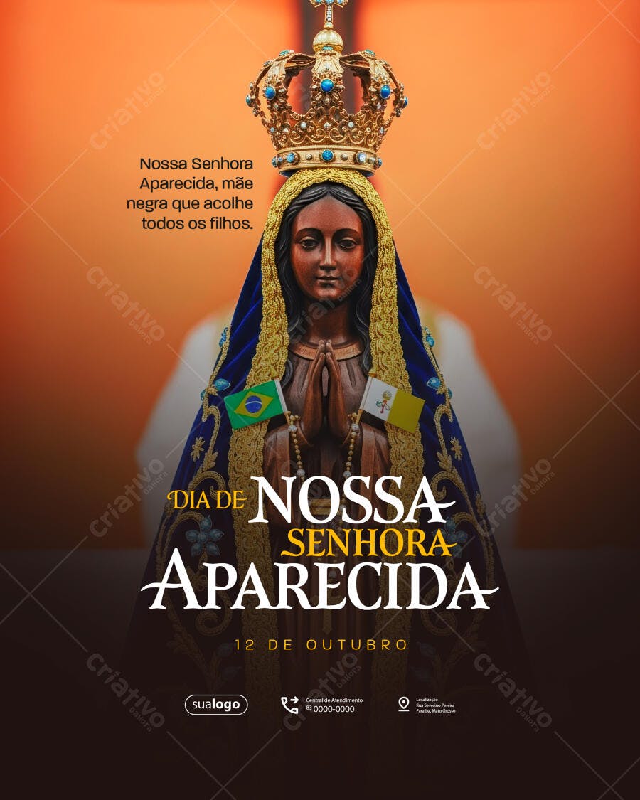 Flyer para Dia de Nossa Senhora Aparecida Mãe Negra PSD Editável