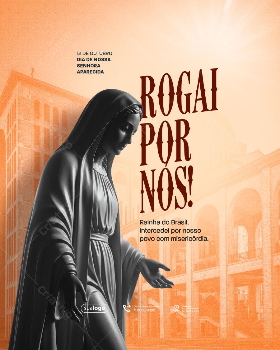 Flyer 12 de Outubro Nossa Senhora Aparecida Rogai Por Nós PSD Editável