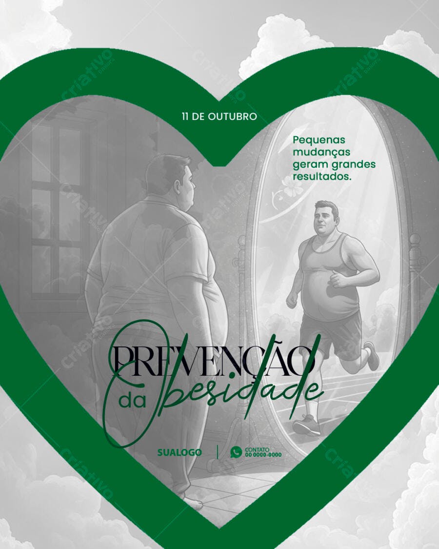Flyer 11 de Outubro Prevenção da Obesidade PSD Editável