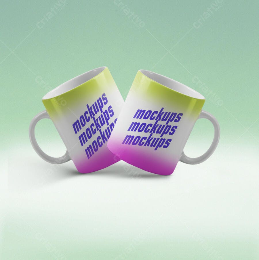 Mockup Caneca Gradient para Branding de Produtos Psd Editável